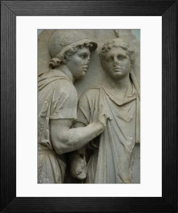 Framed Print : Pergamon Altar. Telephos Frieze. Telephos receiving weapons Framed Print : Pergamon Altar. Telephos Frieze. Telephos receiving weapons