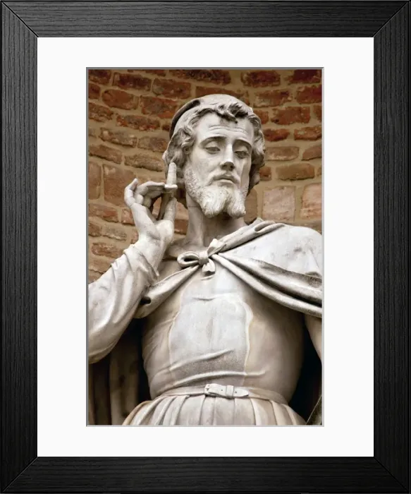Framed Print : Antonio da Correggio (1489-1534(. Italian painter. Statue by Framed Print : Antonio da Correggio (1489-1534(. Italian painter. Statue by
