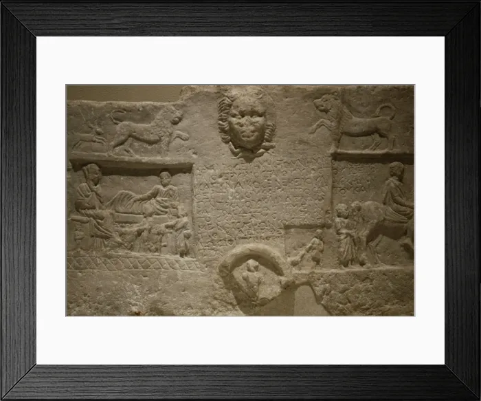 Framed Print : Roman Art. Asia Minor. Relief depicting a funeral feast, a r Framed Print : Roman Art. Asia Minor. Relief depicting a funeral feast, a r