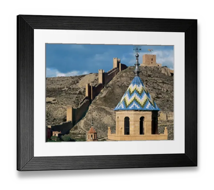 Framed Print : Spain. Albarracin. Walls and Cathedral of the Salvador (Tow Framed Print : Spain. Albarracin. Walls and Cathedral of the Salvador (Tow