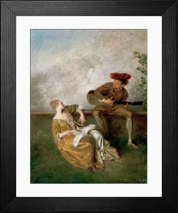 Framed Print : Jean-Antoine Watteau (1684-1721). The Singing Lesson, 1717 Framed Print : Jean-Antoine Watteau (1684-1721). The Singing Lesson, 1717