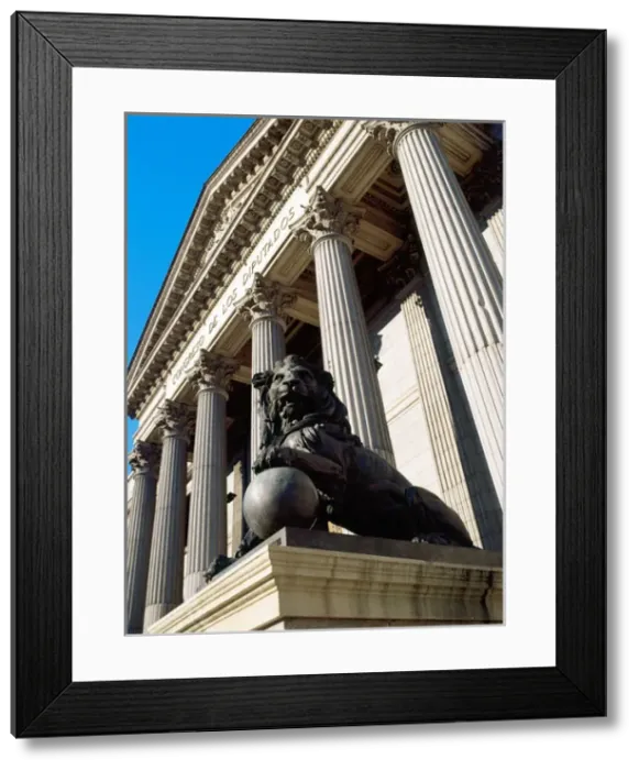 Framed Print : Spain. Madrid. Congress of Deputies. The statue of lion by Framed Print : Spain. Madrid. Congress of Deputies. The statue of lion by