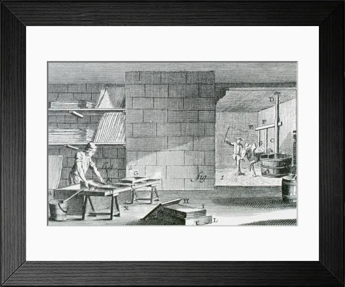 Framed Print : Workshop. Handcrafting the paperboard. Encyclopedie by D Framed Print : Workshop. Handcrafting the paperboard. Encyclopedie by D