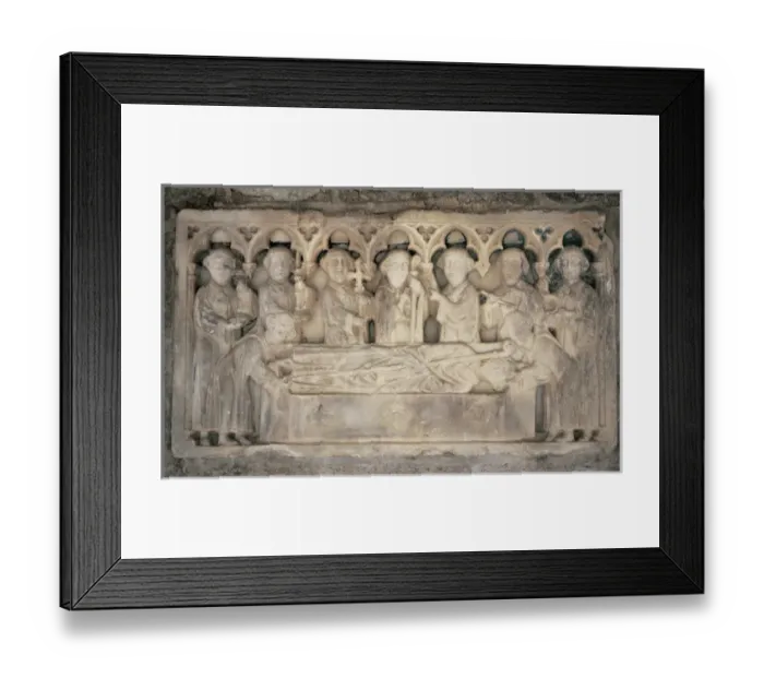 Framed Print : Martin-du-Canigou. Tombstone. Reliefs represent: The funeral Framed Print : Martin-du-Canigou. Tombstone. Reliefs represent: The funeral