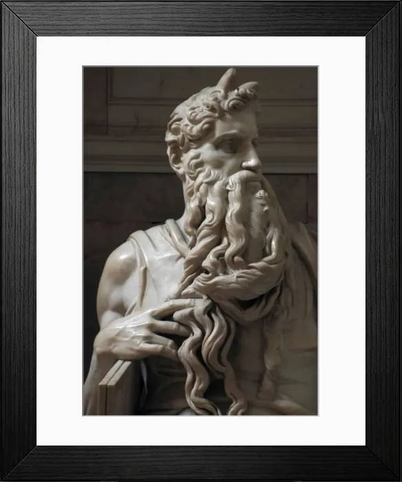 Framed Print : Moses. 1513-1515. Statue by Michelangelo (1475-1564). Marble Framed Print : Moses. 1513-1515. Statue by Michelangelo (1475-1564). Marble