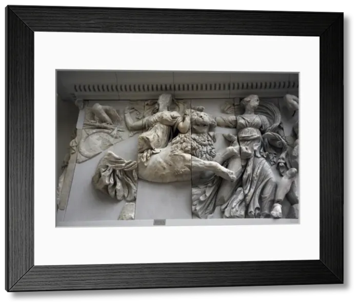 Framed Print : Pergamon Altar. Goddess Rhea or Cybele riding on a lion next Framed Print : Pergamon Altar. Goddess Rhea or Cybele riding on a lion next