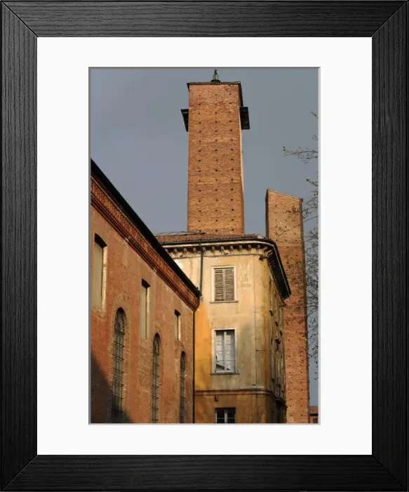 Framed Print : Italy. Pavia. The two medieval towers. Leonardo Da Vinci Squ Framed Print : Italy. Pavia. The two medieval towers. Leonardo Da Vinci Squ