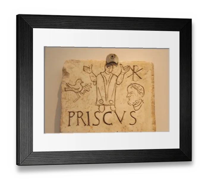 Framed Print : Early Christian Art. Italy. Roman tombstone with Christian i Framed Print : Early Christian Art. Italy. Roman tombstone with Christian i