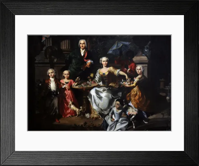 Framed Print : A Family Group on a Terrace in the Grounds of a Villa, possi Framed Print : A Family Group on a Terrace in the Grounds of a Villa, possi