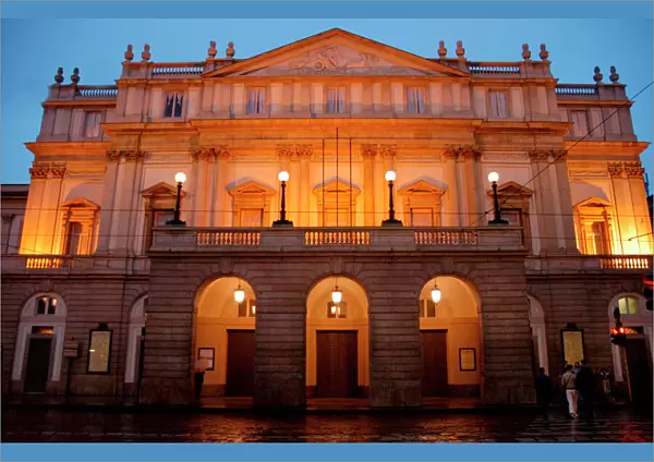 Italy. Milan. La Scala by night. Opera house. Inagurated in