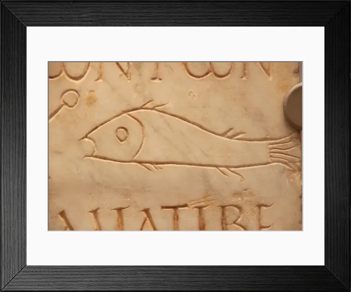 Framed Print : Roman tombstone with Christian iconography. Amias Licinia de Framed Print : Roman tombstone with Christian iconography. Amias Licinia de