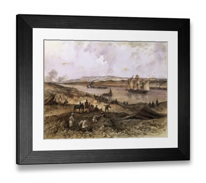 Framed Print : Suez Canal. Egypt. Watercolor by Riou Framed Print : Suez Canal. Egypt. Watercolor by Riou
