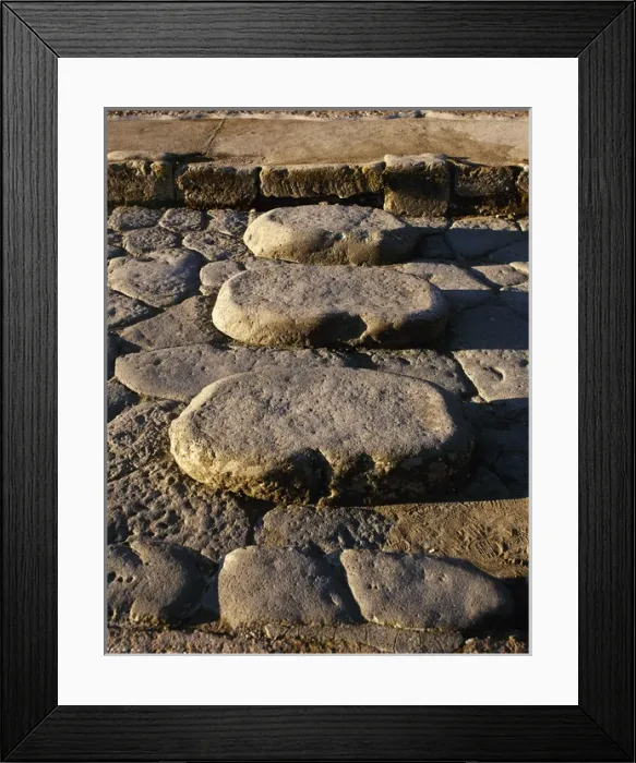 Framed Print : Italy. Pompeii. Pedestrian crossing at Via della Fortuna Framed Print : Italy. Pompeii. Pedestrian crossing at Via della Fortuna