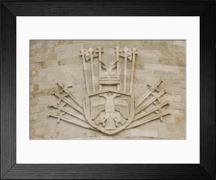 Framed Print : Albania. Kruje. The castle. Detail. Stone shield Framed Print : Albania. Kruje. The castle. Detail. Stone shield