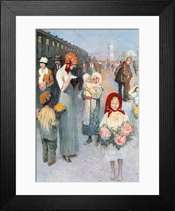 Framed Print : Russia. The Trans-Siberian. Station in Siberia, with childre Framed Print : Russia. The Trans-Siberian. Station in Siberia, with childre