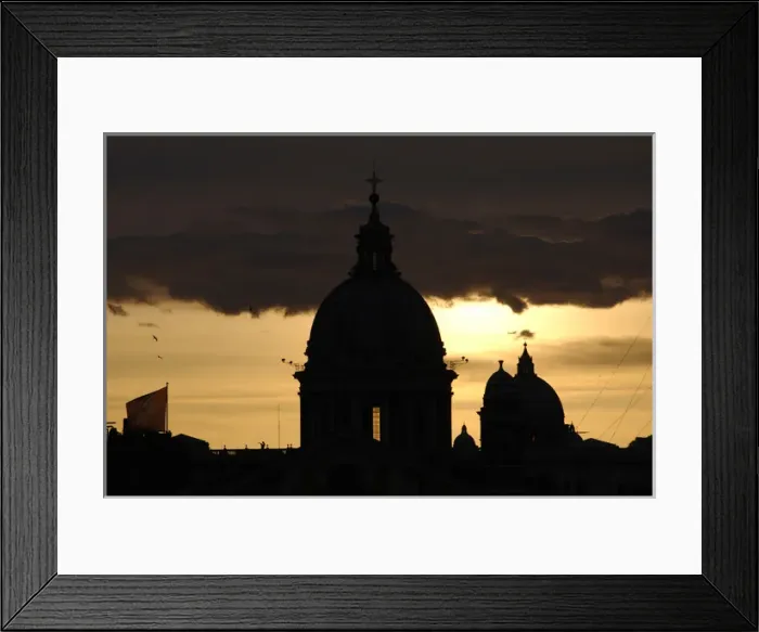 Framed Print : Basilica of Carlo al Corso at sunset. Backlight. Rome Framed Print : Basilica of Carlo al Corso at sunset. Backlight. Rome