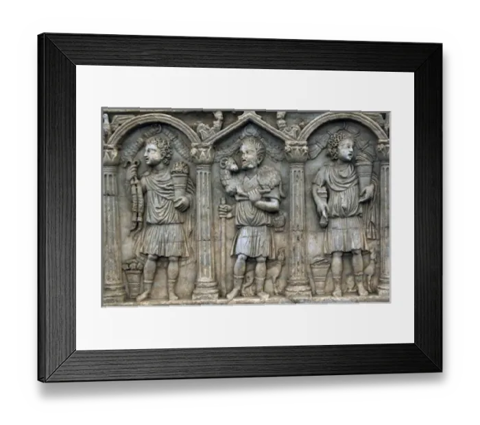 Framed Print : Front of a columnar sarcophagus. Early Christian. 300-325 AD Framed Print : Front of a columnar sarcophagus. Early Christian. 300-325 AD