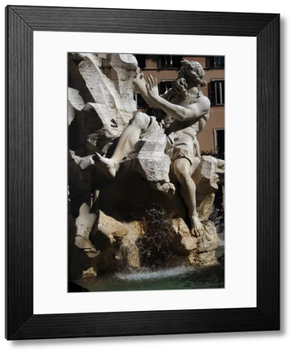 Framed Print : Fountain of Four Rivers, 1651, by Bernini. The river-god Dan Framed Print : Fountain of Four Rivers, 1651, by Bernini. The river-god Dan