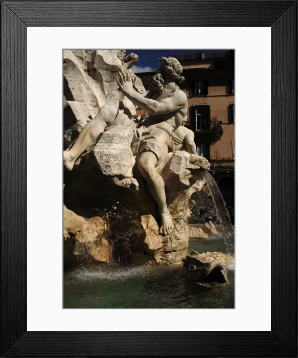 Framed Print : Fountain of Four Rivers, 1651, by Bernini. The river-god Dan Framed Print : Fountain of Four Rivers, 1651, by Bernini. The river-god Dan