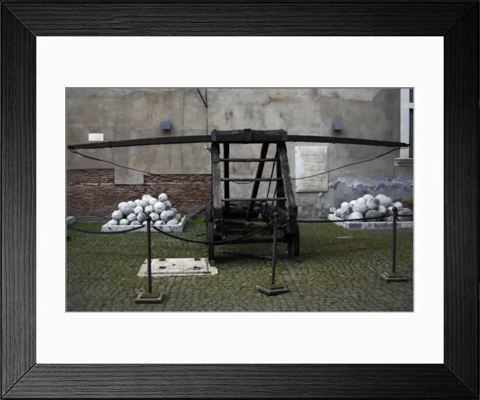 Framed Print : Catapult and ammunition. Castel Sant Angelo. Rome Framed Print : Catapult and ammunition. Castel Sant Angelo. Rome