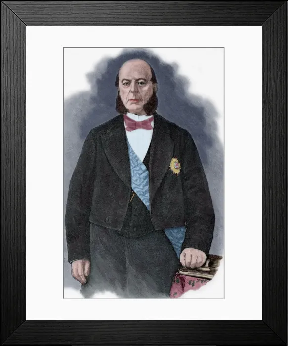 Framed Print : Pierre Jules Baroche (1802-1870). Colored engraving, 1883 Framed Print : Pierre Jules Baroche (1802-1870). Colored engraving, 1883