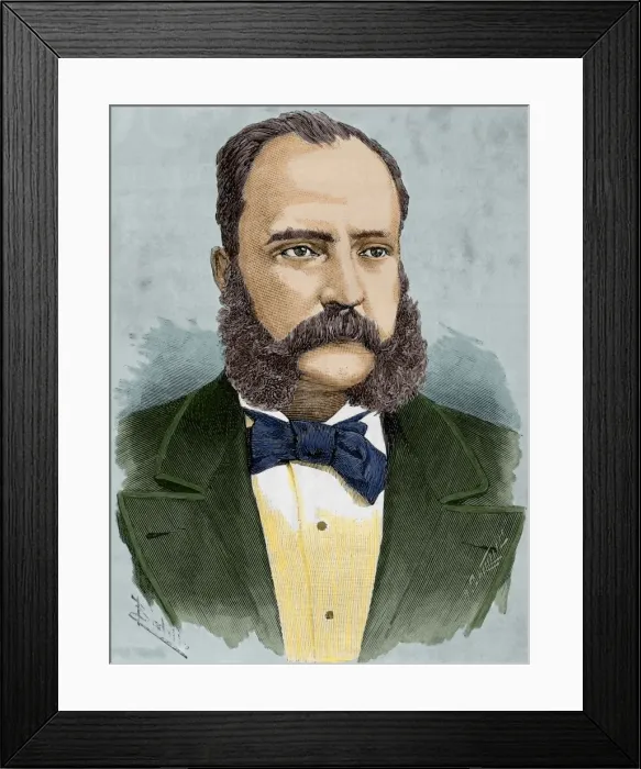 Framed Print : Martin Barrundia (d. 1890). Colored engraving Framed Print : Martin Barrundia (d. 1890). Colored engraving