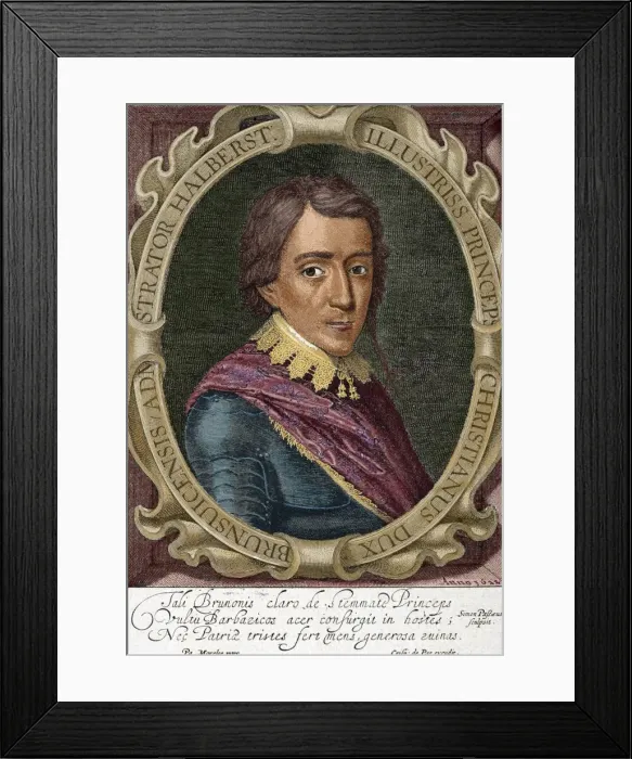 Framed Print : Christian the Younger of Brunswick (1599-1626). Colored engr Framed Print : Christian the Younger of Brunswick (1599-1626). Colored engr