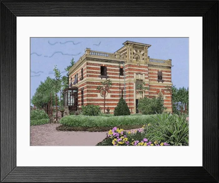 Framed Print : Chalet of Victor Balaguer (1824-1901). Colored engraving Framed Print : Chalet of Victor Balaguer (1824-1901). Colored engraving