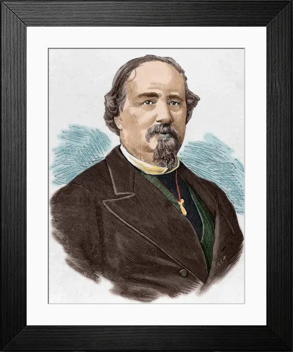 Framed Print : Emilio Arrieta (1823-1894). Colored engraving Framed Print : Emilio Arrieta (1823-1894). Colored engraving