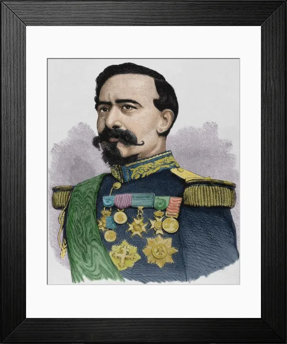 Framed Print : Charles Denis Bourbaki (1816-1897). Colored engraving Framed Print : Charles Denis Bourbaki (1816-1897). Colored engraving