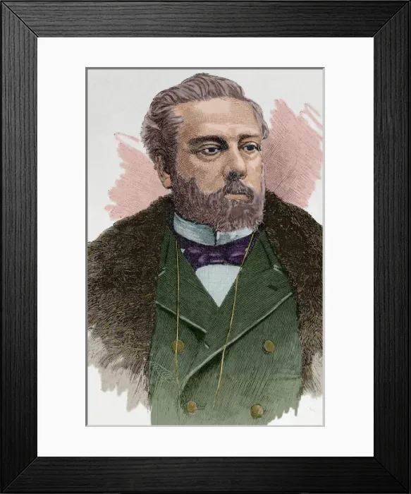 Framed Print : Victor Balaguer (1824-1901). Colored engraving Framed Print : Victor Balaguer (1824-1901). Colored engraving