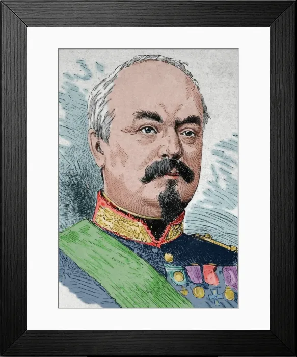 Framed Print : Francois Achille Bazaine (1811-1888). Colored engraving Framed Print : Francois Achille Bazaine (1811-1888). Colored engraving