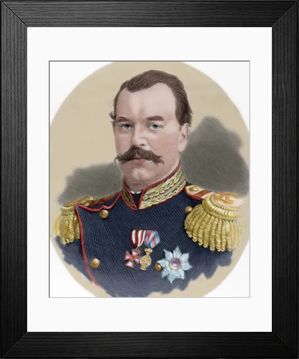 Framed Print : Alexander III of Russia (1845-1894). Colored engraving Framed Print : Alexander III of Russia (1845-1894). Colored engraving