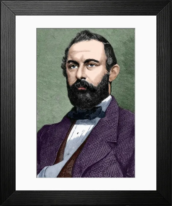 Framed Print : Charles XV of Sweden (1826-1872). Colored engraving Framed Print : Charles XV of Sweden (1826-1872). Colored engraving