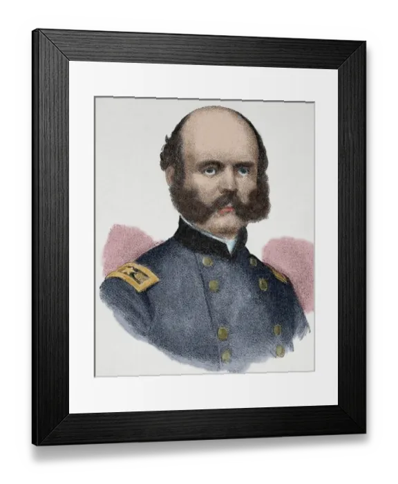 Framed Print : Ambrose Everett Burnside (1824-1881). Colored engraving Framed Print : Ambrose Everett Burnside (1824-1881). Colored engraving