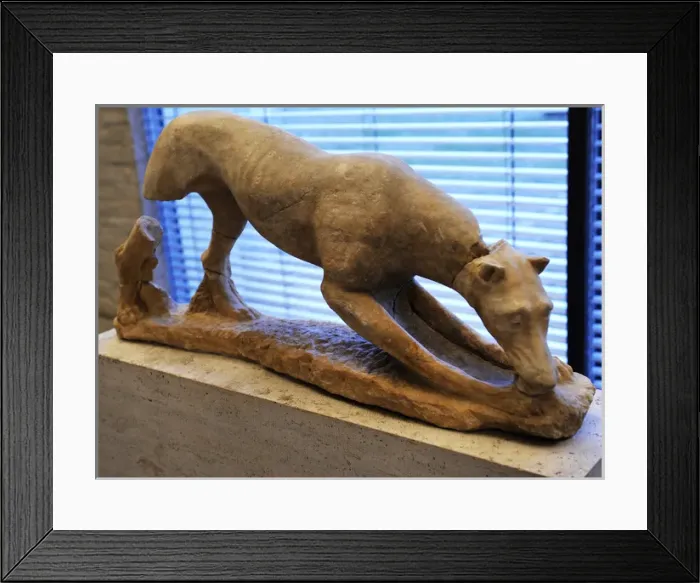 Framed Print : Greek art. Hunting dog. About 360 BC Framed Print : Greek art. Hunting dog. About 360 BC