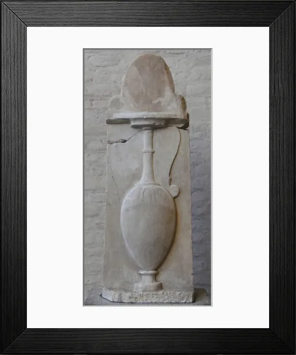Framed Print : Greek art. Grave relief of Paramythion with a vase for weddi Framed Print : Greek art. Grave relief of Paramythion with a vase for weddi