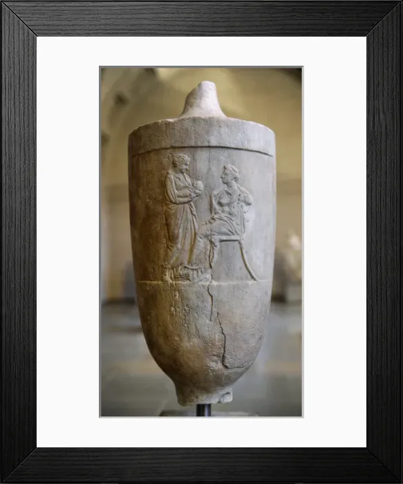 Framed Print : Greek art. Grave monument of Archippe in the form of a lekyt Framed Print : Greek art. Grave monument of Archippe in the form of a lekyt