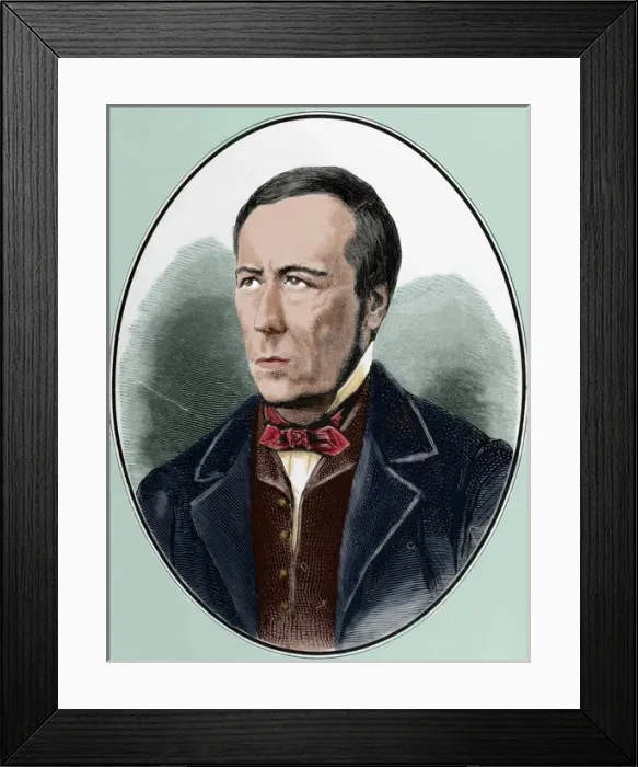 Framed Print : Alexandre Herculano (1810-1877). Engraving. Colored Framed Print : Alexandre Herculano (1810-1877). Engraving. Colored