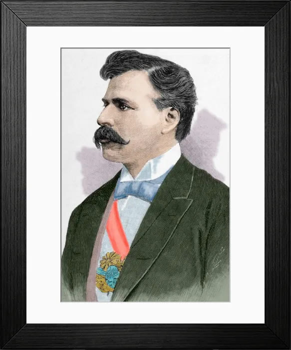Framed Print : Julio Herrera Obes (1841-1912). Engraving. Colored Framed Print : Julio Herrera Obes (1841-1912). Engraving. Colored