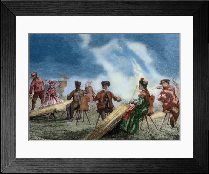 Framed Print : Hemp harvest. Banks of the Rhine. Peasants working the hemp Framed Print : Hemp harvest. Banks of the Rhine. Peasants working the hemp