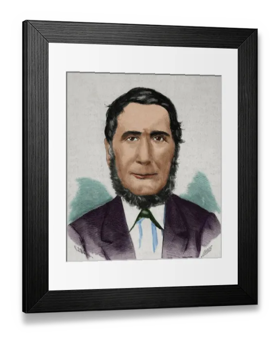 Framed Print : Francisco Aballi. Colored engraving Framed Print : Francisco Aballi. Colored engraving