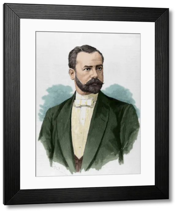 Framed Print : Saturnino Calleja Fernandez (1855-1915). Colored engraving Framed Print : Saturnino Calleja Fernandez (1855-1915). Colored engraving