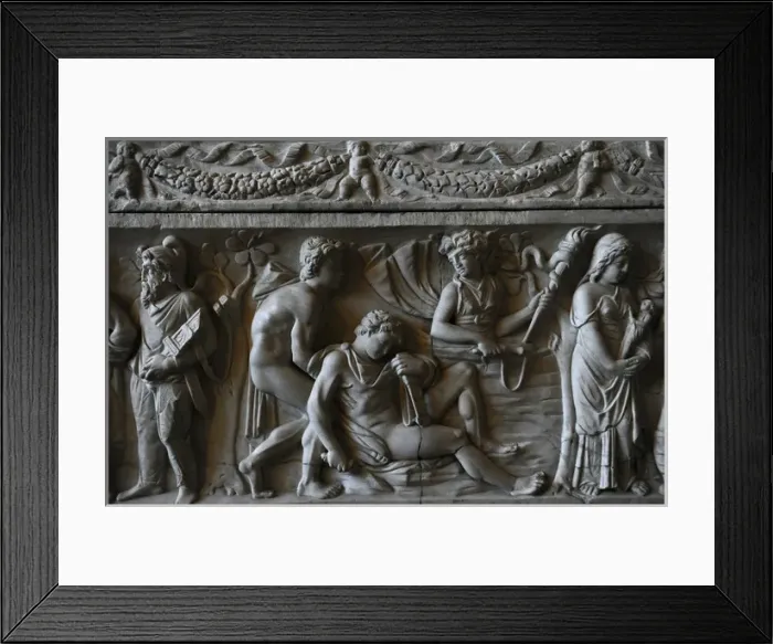 Framed Print : Roman sarcophagus. About 140 AD. Orestes and Iphigenia among Framed Print : Roman sarcophagus. About 140 AD. Orestes and Iphigenia among