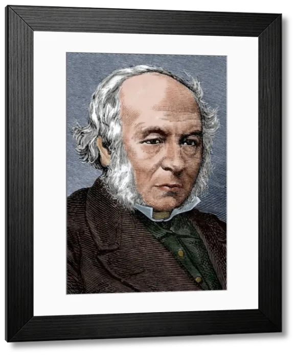 Framed Print : Rowland Hill (1795-1879). Engraving. Colored