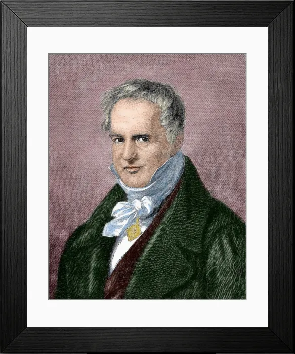 Framed Print : Alexander von Humboldt (1769-1859). Engraving. Colored Framed Print : Alexander von Humboldt (1769-1859). Engraving. Colored