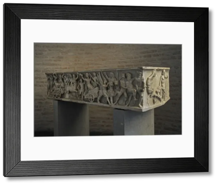 Framed Print : Roman sarcophagus. About 140 AD. Marriage of Dionysus and Ad Framed Print : Roman sarcophagus. About 140 AD. Marriage of Dionysus and Ad