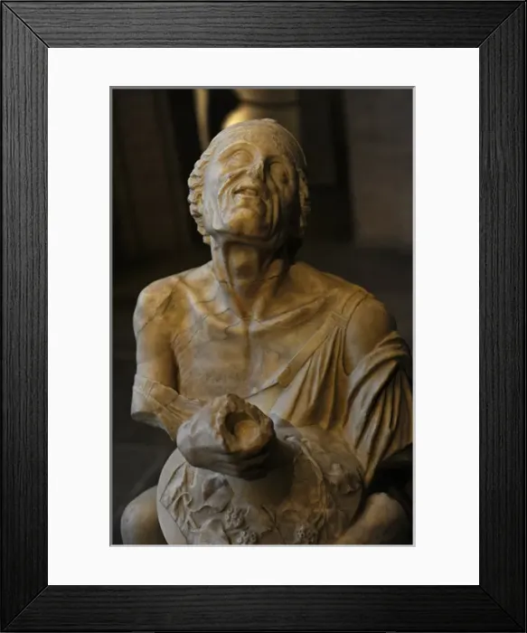 Framed Print : Drunken old woman. Roman sculpture after original of about 2 Framed Print : Drunken old woman. Roman sculpture after original of about 2