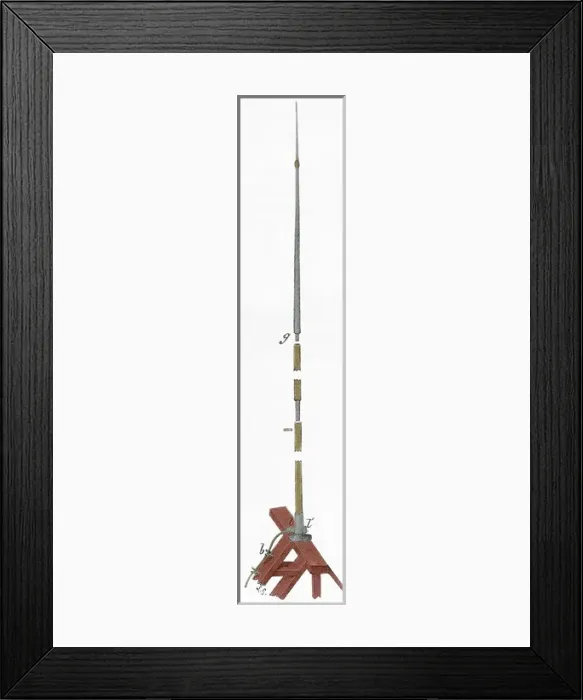 Framed Print : Ancient Lightning Rod. Colored engraving Framed Print : Ancient Lightning Rod. Colored engraving