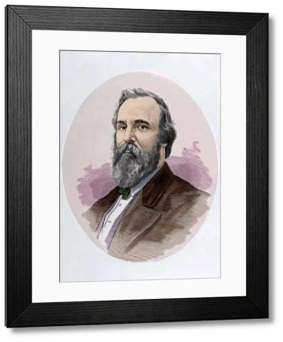 Framed Print : Rutherford B. Hayes (1822-1893). Engraving. Colored Framed Print : Rutherford B. Hayes (1822-1893). Engraving. Colored
